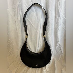 JW PEI Black Crescent Shoulder Bag with Gold Hardware